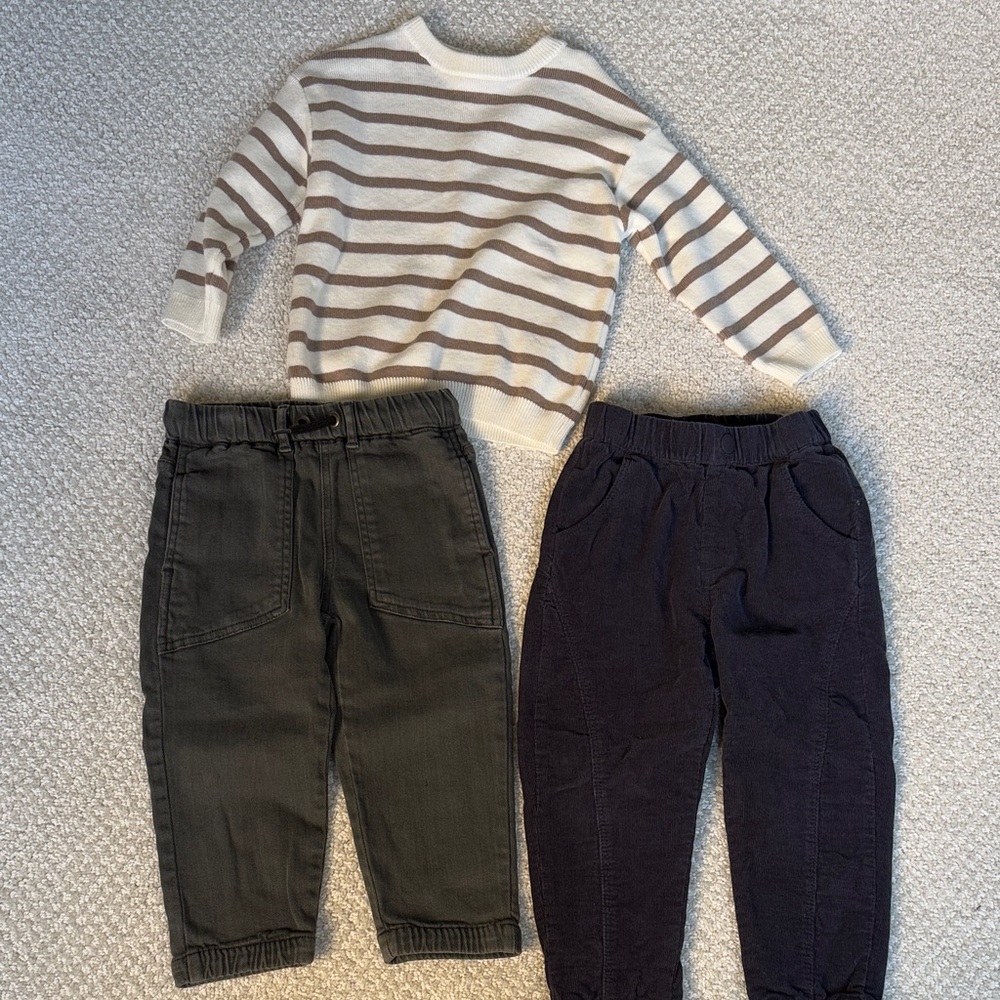 Zara toddler boy pants and sweater, 2-3 years
